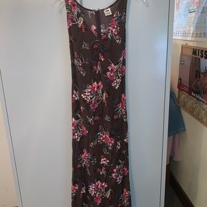 Long brown with floral dress
